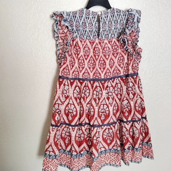 Tuckernuck Ash & Eden Red Olga Mini Lace Dress Cotton Tiered sz L - Picture 8 of 9